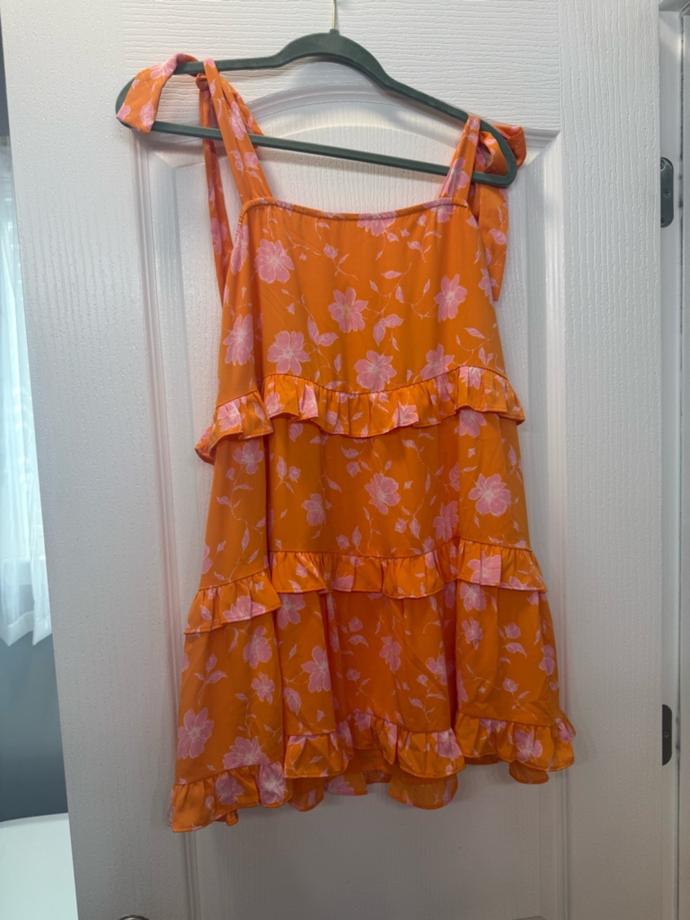 Buddy Love Orange and Pink Floral Ruffle Sundress